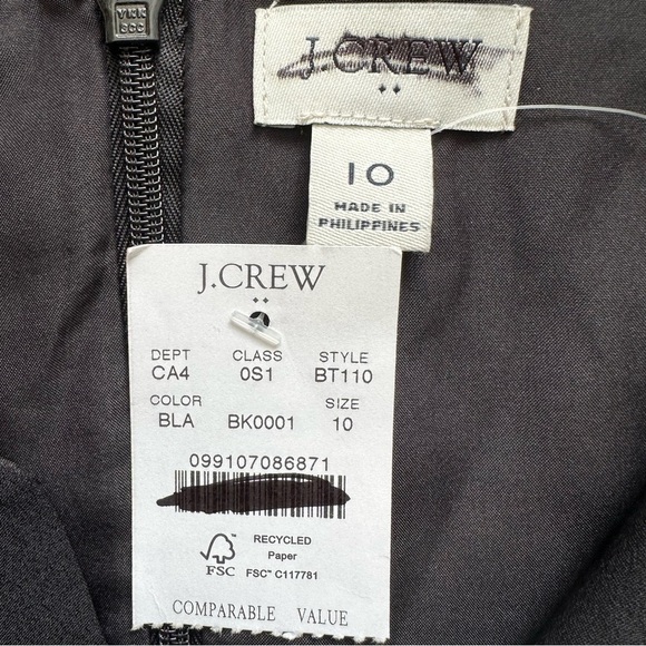 J. Crew Factory Dress Split-neck Suiting Above The Knee Black 10 NWT New - Picture 8 of 11